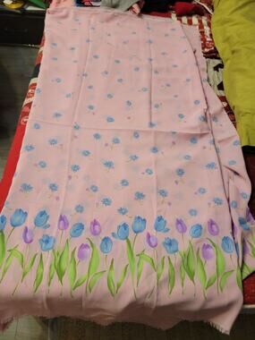 Vintage Pink Floral Fabric New Old Stock 100 "
